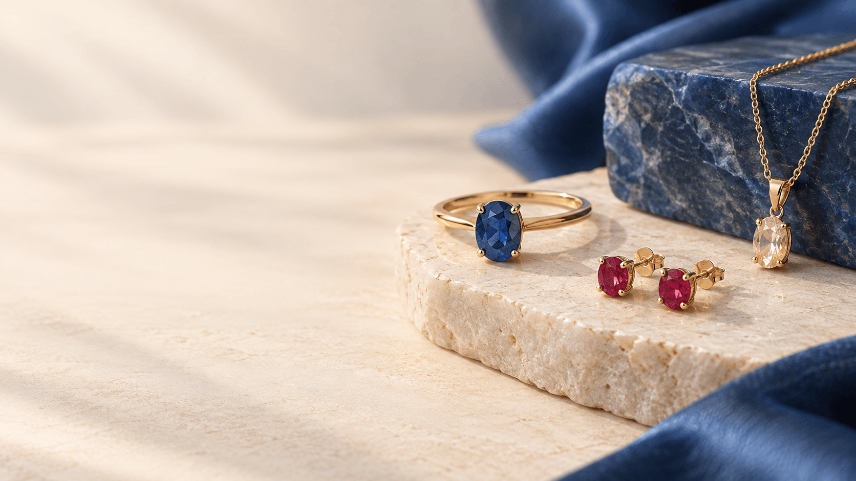 Fine jewellery set with natural Sri Lankan gemstones